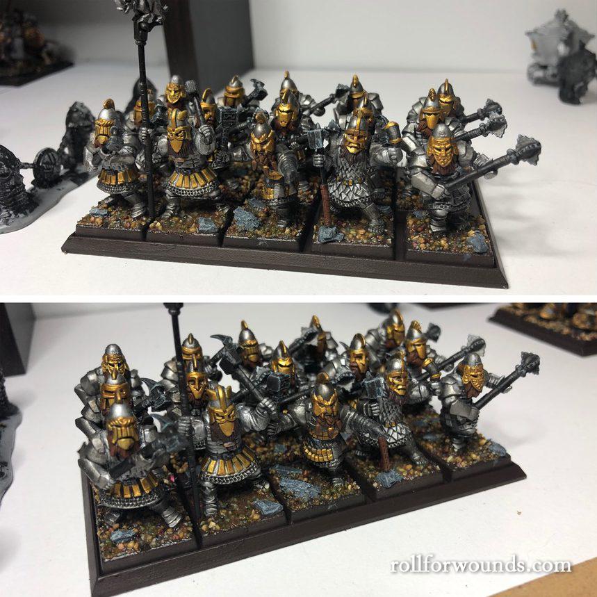 Oathmark Dwarf heavy infantry unit painted