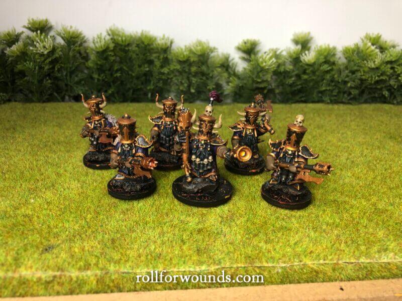 Chaos Dwarf blunderbusses on round bases
